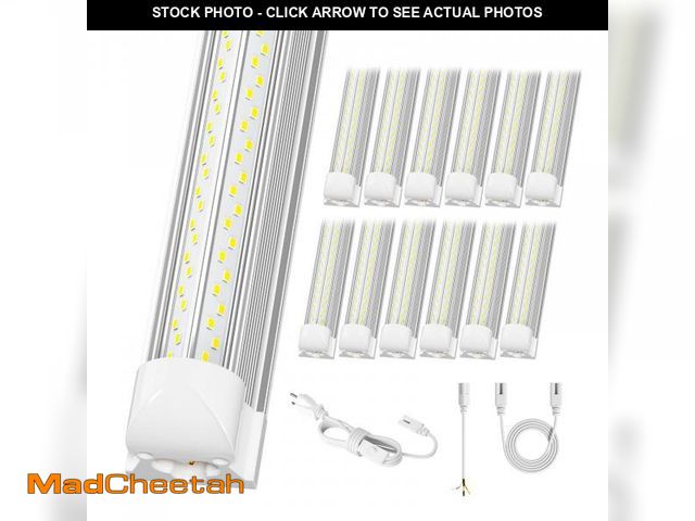 Lot 74-12163455 - ELEKICO 12 Pack Super Bright 100w 8ft Led Shop Light, 15000lm 5000k V Shape 8' Led Shop Lights 8ft, ...