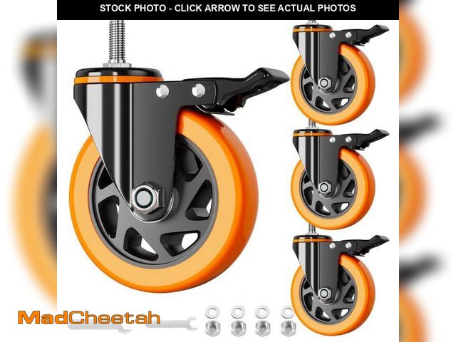 Lot 74-12540524 - Stem Caster Wheels 4 Inch Heavy Duty Threaded Stem Casters UNC 3/8"-16 x 1 Swivel Casters Set of 4 w...