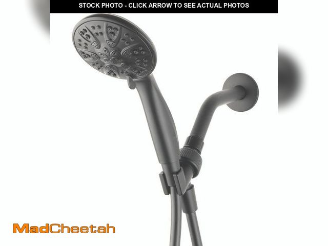 Lot 74-12526542 - Mainstays 5-Setting Handheld Shower Head, Matte Black - UNUSED