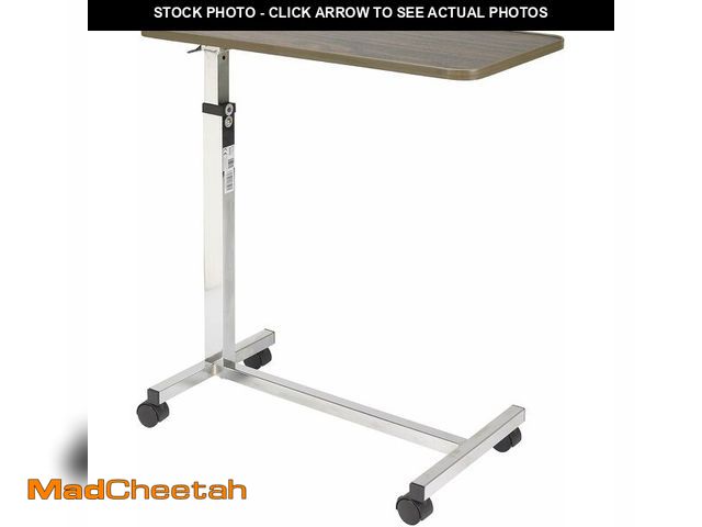 Lot 74-13382269 - Drive Medical Tilt-Top Overbed Table with Wheels, Walnut - UNUSED