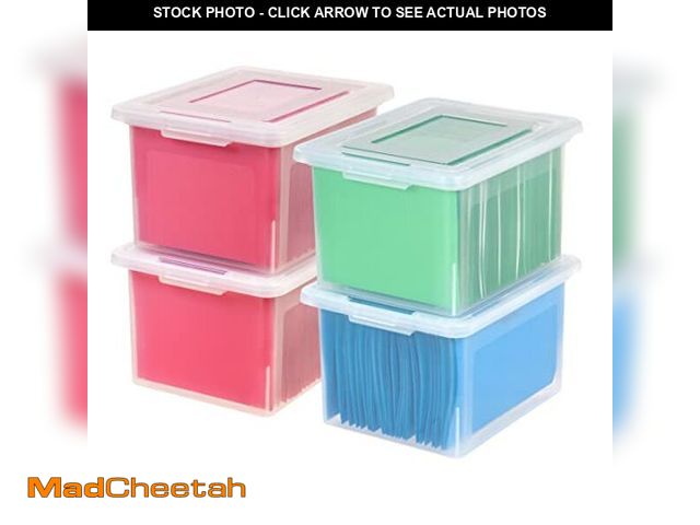 Lot 74-12544147 - (MISSING TOPS) IRIS USA File Box, Plastic File Organizer with Lids for Letter/Legal File, Portable D...