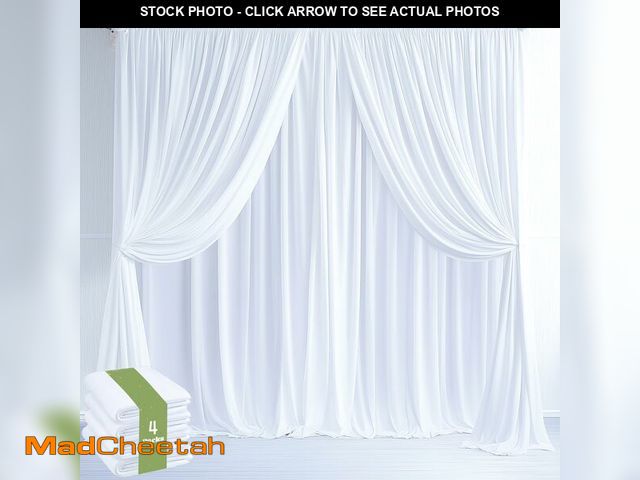 Lot 74-12436351 - GALLETY White Backdrop Curtain for Wedding, Polyester Photography Backdrops Curtains - 20FT x 10FT F...