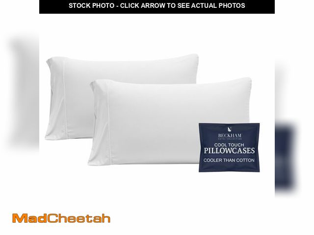 Lot 74-14331596 - Beckham Hotel Collection Cooling Pillowcases for Hot Sleepers, Standard/Queen Size Set of 2, Cool Be...