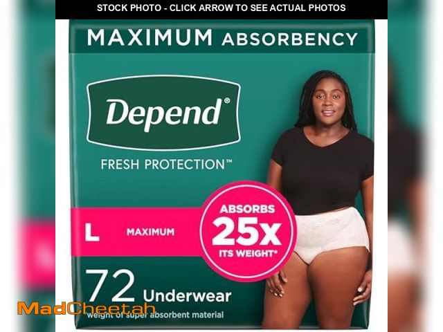 Lot 74-10891421 - Depend Fresh Protection Adult Incontinence &amp; Postpartum Bladder Leak Underwear for Women, Dispos...