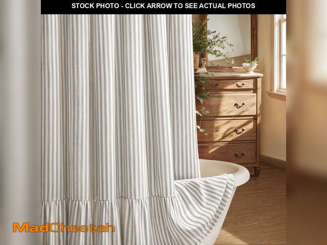 Lot 74-13369054 - XOGUIBO Farmhouse Shower Curtain with Ruffle Hem Linen Shower Curtains for Bathroom Country Vintage ...