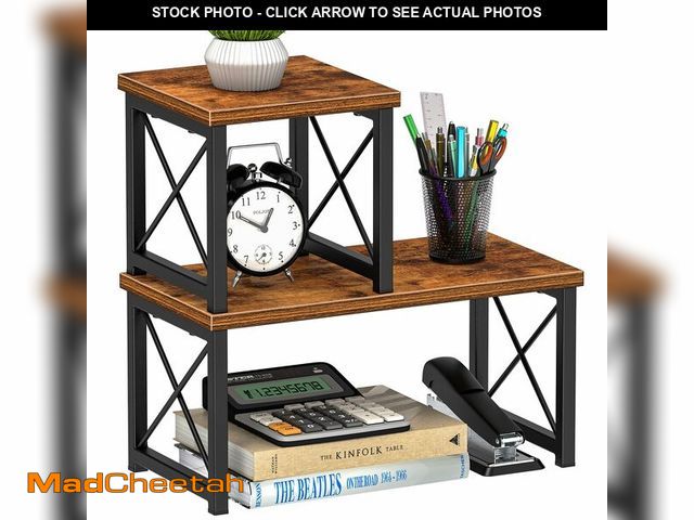 Lot 74-14148513 - Honiter Desk Shelf Organizer, Desk Shelf for Top of Desk, 2 Tier Adjustable Small Bookshelf Organize...