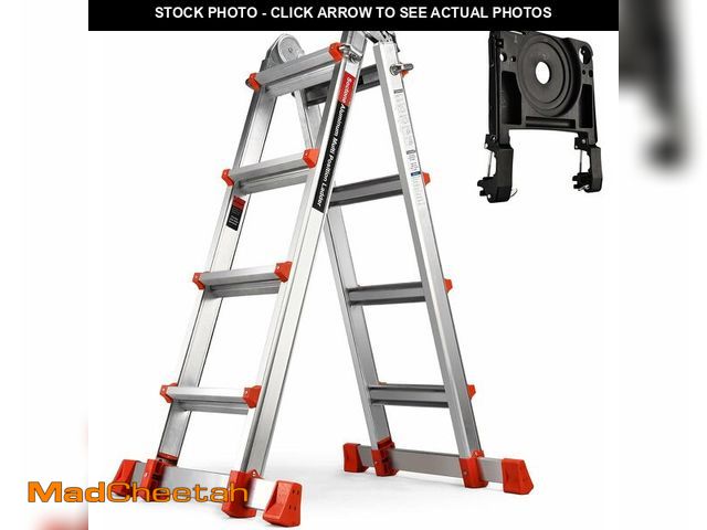 Lot 74-13073913 - Soctone Ladder, A Frame 4 Step Extension Ladder, 14 Ft with Multi Position &amp; Removable Tool Tray...