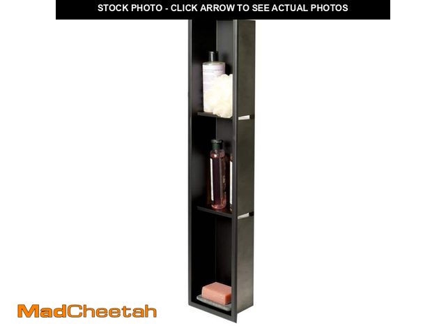 Lot 74-12850559 - *DENTED* ALFI BRAND Matte Black 8 in. x 36 in. Stainless Steel Niche *DENTED*  - UNUSED