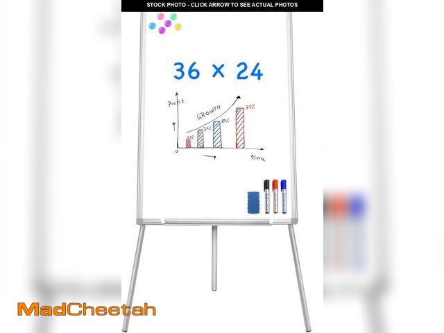 Lot 74-12166953 - Easel Whiteboard - Maxtek Magnetic Portable Dry Erase Board 36 x 24, Tripod Height Adjustable, Flipc...