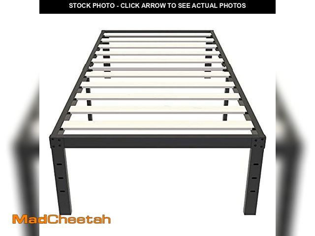 Lot 74-12664814 - ZIYOO Twin Bed Frame 18 Inches Tall 3 Inches Wide Wood Slats with 2500 Pounds Support, No Box Spring...