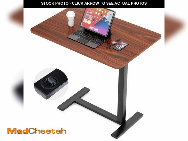 Lot 74-12801095 - MCQ Adjustable Overbed Bedside Table With Hidden Wheels for Hospital, Brown - UNUSED