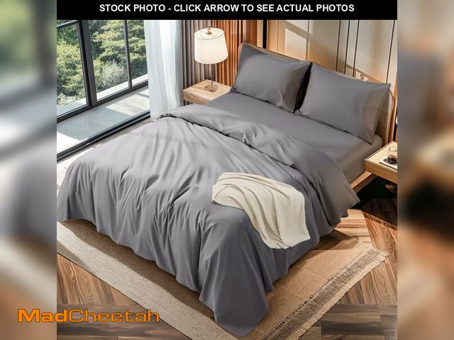 Lot 74-12878668 - LBRO2M 100% Cotton 1200 Thread Count King Size Sheets Set,16 inches Deep Pocket,Bed Sheet 4 Piece Se...