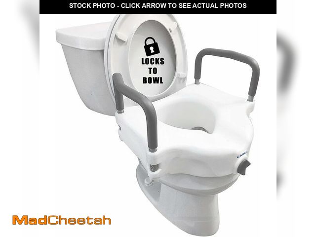 Lot 74-14348606 - Carex E-Z Lock Raised Toilet Seat with Handles, 4.5 Inch Toilet Seat Riser with Arms, Toilet Riser F...