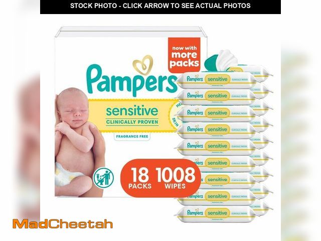 Lot 74-13801173 - Sensitive Baby Wipes, Water Based, Hypoallergenic and Unscented, 18 Flip-Top Packs (1008 Wipes Total...