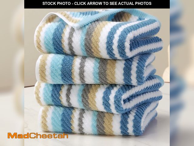 Lot 74-14206839 - Blue Striped Hand Towels Set (4PC, 16"x27") - 100% Cotton | Quick Dry | Soft | Absorbent, Light Weig...