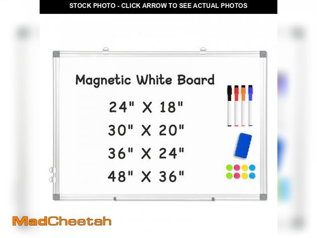 Lot 74-12512129 - AMUSIGHT Double-Sided Magnetic Whiteboard, 30" x 20" Dry Erase Board, Aluminum Frame White Board for...