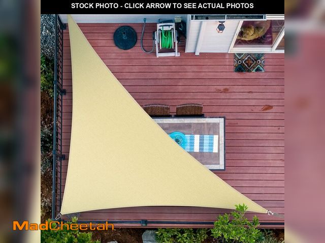 Lot 74-14052688 - ShadeMart 10' x 10' x 14.1' Beige Triangle Sun Shade Sail Canopy SMTAPRT10, Water Permeable &amp; UV...
