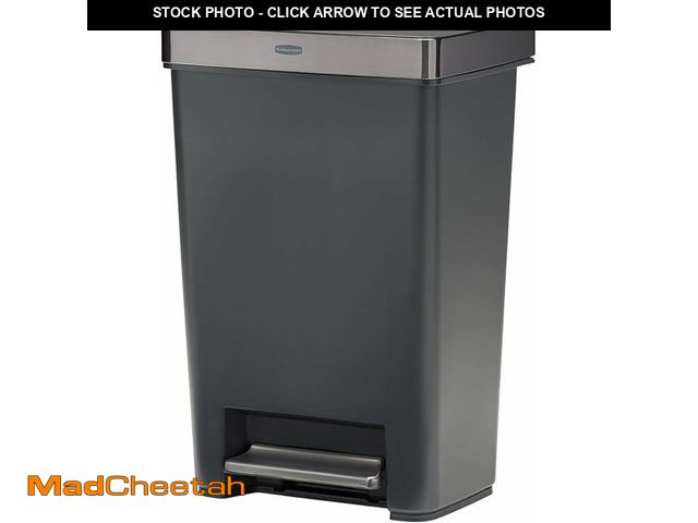 Lot 74-13710439 - Rubbermaid Premier Series III Step-On Trash Can for Home and Kitchen, with Stainless Steel Rim, 12.4...