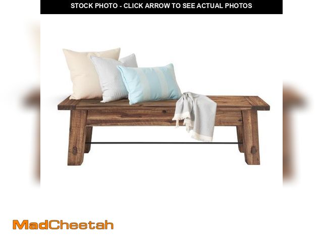 Lot 74-12272059 - Durango Rustic Farmhouse Style 60-Inch Wood Bench - Industrial Modern Accent Furniture with Solid Wo...