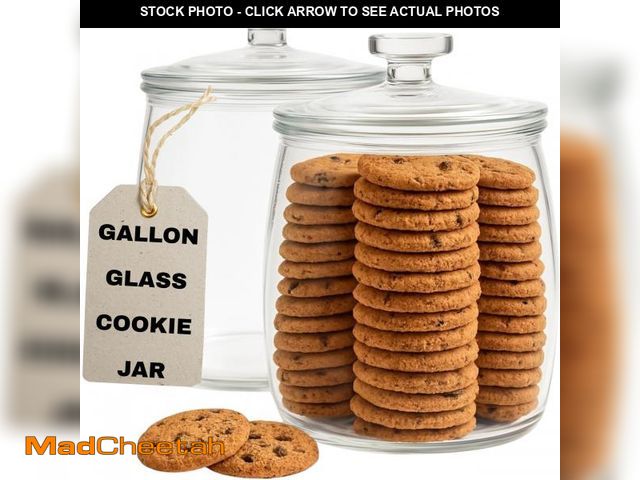 Lot 74-11552318 - kitchentoolz 1 Gallon Glass Cookie Jar with Airtight Lid - Large Storage Container for Candy, Flour,...