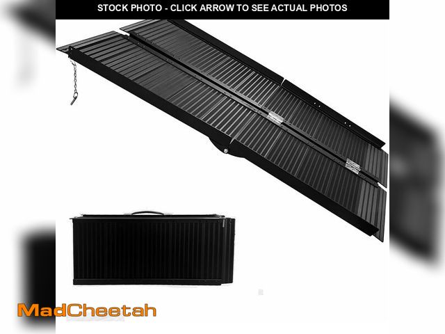 Lot 74-13041113 - 6FT Portable Wheelchair Ramp with Handle, Non-Slip Aluminum Folding Handicap Wheelchair Ramp, Thresh...