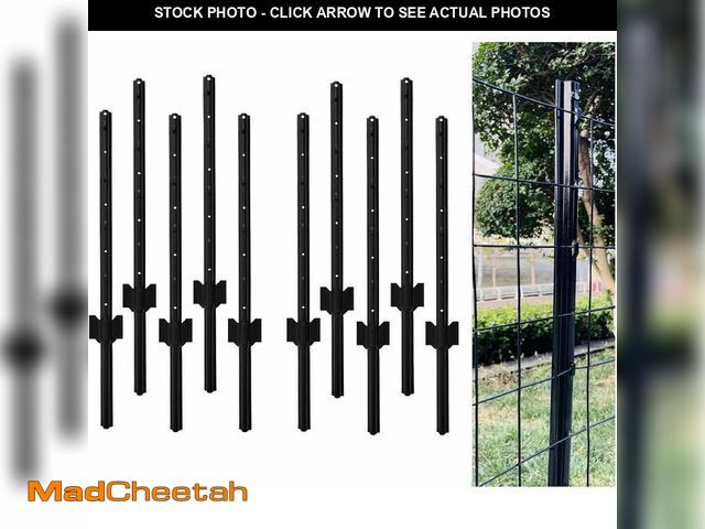 Lot 74-14281962 - 3 Feet Metal Fence Post Black, Pack of 10, for 24 Inch High Garden Welded Wire Fence U-Channel Steel...