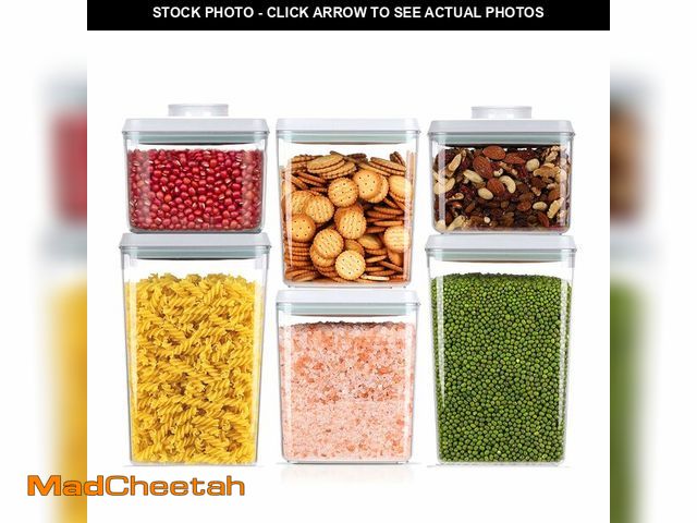 Lot 74-12704855 - Pop Airtight Food Storage Containers Set with Lids, 6 Pcs Stackable One Button Opening Food Containe...