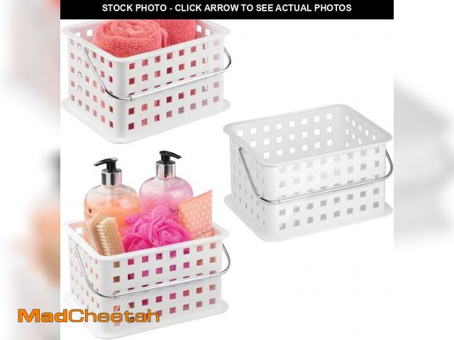 Lot 74-12137011 - iDesign Shower Caddy Basket with Handle for Bathroom or Dorm - Set of 3 - White - Made in USA - UNUS...