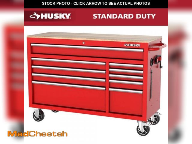 Lot 74-12147492 - Husky Modular Tool Storage 52 in. W x 20 in. D Standard Duty Red Mobile Workbench Cabinet - UNUSED