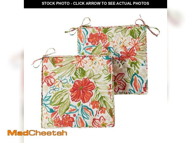 Lot 74-14388232 - Greendale Home Fashions 18 in. x 18 in. Breeze Floral Square Outdoor Seat Cushion (2-Pack) - UNUSED