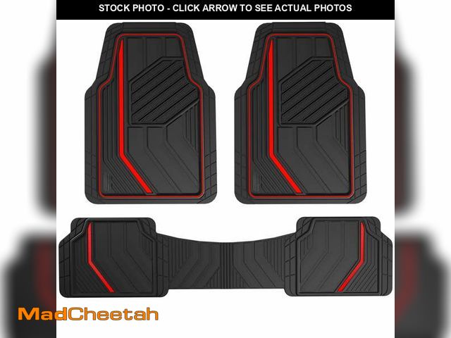 Lot 74-14260495 - Genuine Dickies 3-Piece DuraSport Heavy-Duty Polymer Floor Mats, Black and Red - UNUSED