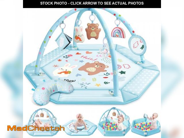 Lot 74-11546804 - Baby Gym Play Mat, 8-in-1 Tummy Time Mat &amp; Ball Pit with 6 Toys, Washable Baby Activity Mat for ...