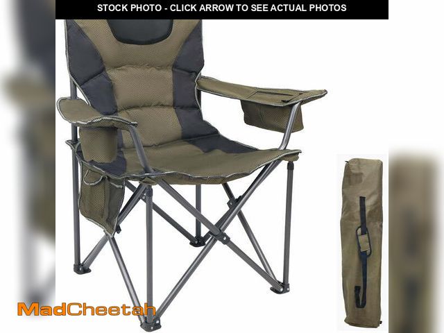 Lot 74-12680042 - Mapskey Oversized Folding Camping Chairs for Adults, Portable Outdoor Lawn Chairs with Cup Holder, C...
