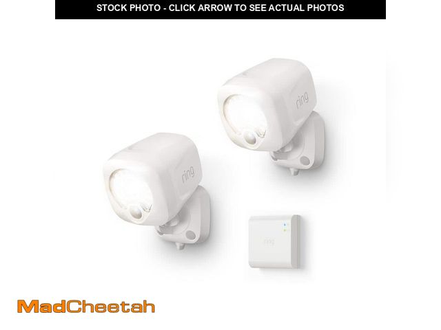 Lot 74-12692620 - Ring White Smart Lighting Motion Activated Outdoor Integrated LED Spot Light Battery 2-Pack with Sma...