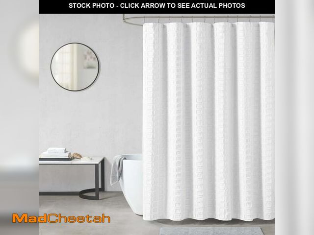 Lot 74-14223145 - Madison Park Metro Woven Clipped Solid Shower Curtain, White, 72x72" - UNUSED