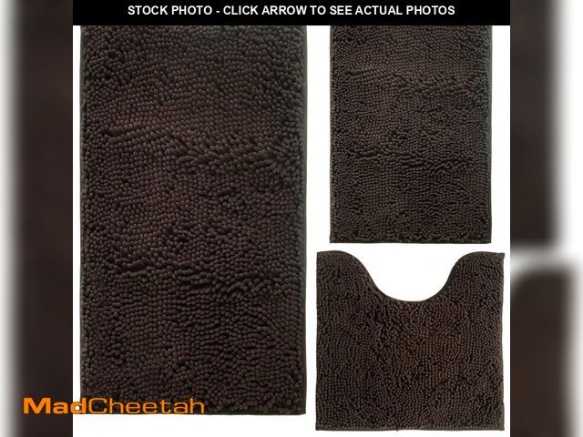 Lot 74-14057125 - Bathroom Rugs Chenille 3-Piece Extra Soft and Absorbent Shag Bathroom Rugs, Machine Wash Mat, Strong...