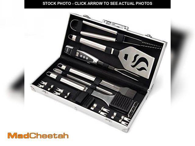 Lot 74-12325229 - Cuisinart Deluxe Grill Tool Set, 20-Piece Grill Tools BBQ Accessories with Aluminum Case &amp; Digit...
