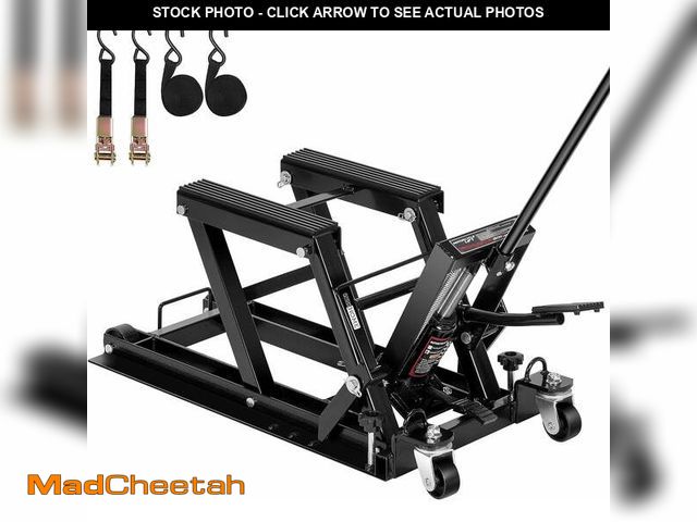 Lot 74-14308655 - SPECSTAR Steel Hydraulic Motorcycle ATV Lift Jack Hoist Stand 1500 lbs, Black - UNUSED