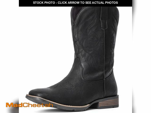 Lot 74-12702078 - IUV Cowboy Boots For Men Square Toe Western Boot Durable Retro Classic Embroidered Pull On Boot Slip...