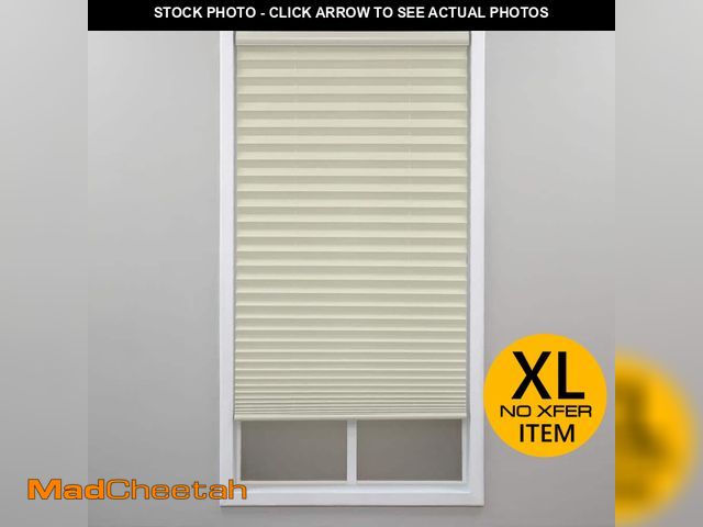 Lot 74-14284261 - StyleWell Ecru Cordless Light Filtering Polyester Pleated Shades - 62 in. W x 64 in. L - UNUSED