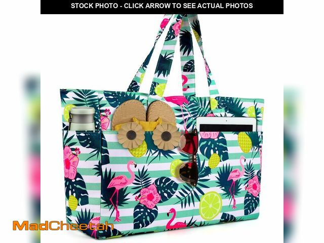 Lot 74-14427669 - ISEYOU Extra Large Beach Bag, Waterproof Beach Totes Bags with Zipper, Pool Bag with Wet Compartment...