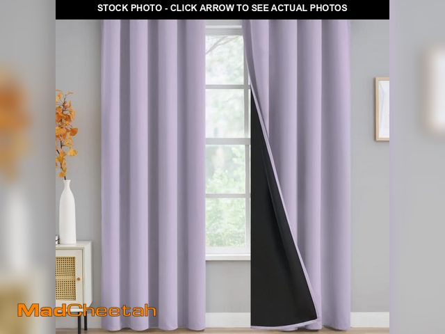 Lot 74-12302095 - 100% Blackout Window Curtain Panels for Bedroom, Heat and Full Light Blocking Drapes with Black Line...