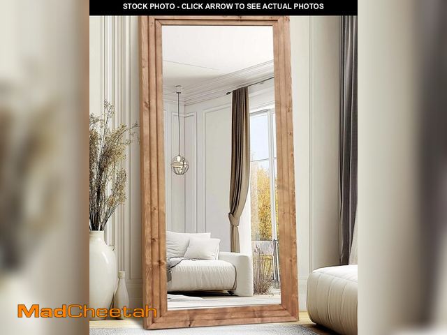 Lot 74-12200479 - ABSWHLM Full Length Mirror 76"x34" Solid Wood Frame Floor Large Mirror for Living Room, Bedroom Hang...