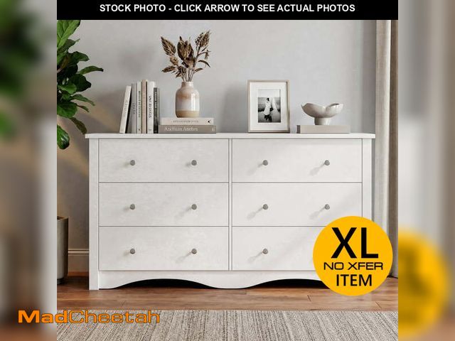 Lot 74-14586725 - Homall 6 Drawer Double Dresser, Modern Chest of Drawers, Wood Storage Cabinet for Bedroom &amp; Livi...