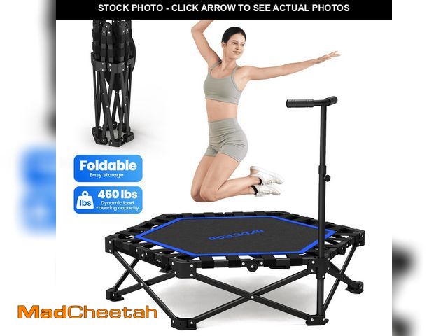 Lot 74-14585814 - HXD-ERGO 42'' Foldable Mini Trampoline, Rebounder Trampoline with Adjustable Foam Handle, Fitness Tr...