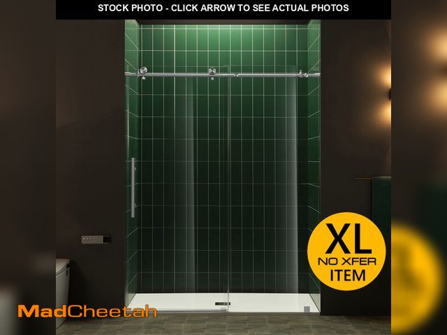 Lot 74-13120093 - Woodbridge 57.5-60" W x 80" H Frameless Single Sliding Soft-Close Shower Door with Tempered Glass &a...