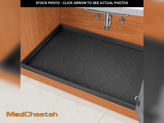 Lot 74-12607503 - SIKADEER 34" x 19" Under Sink Mat Waterproof, Silicone Mat Kitchen Drawer Shelf and Cabinet Liner, S...