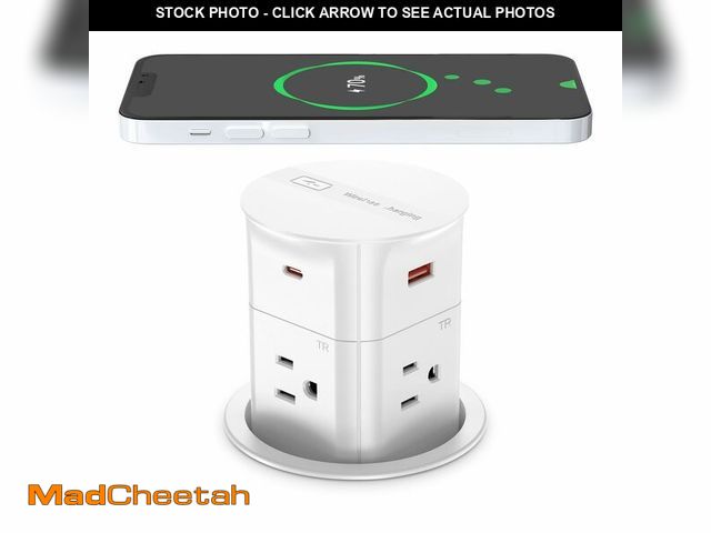 Lot 74-14264479 - ANNQUAN 3.15" Pop Up Countertop Outlet with 15W Wireless Charger,Max 20W Power Delivery,800J Surge P...
