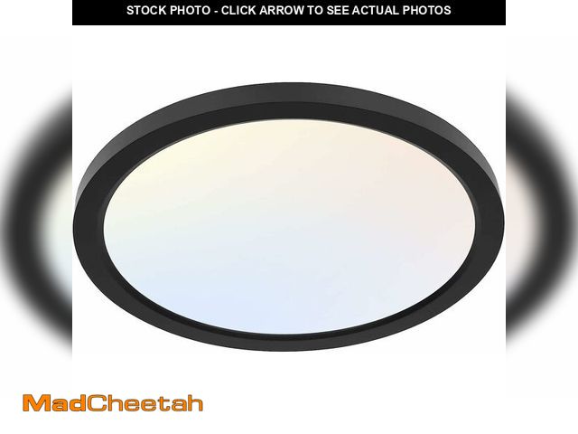 Lot 74-14209774 - hykolity 12 Inch Selectable CCT LED Round Flat Panel Light, 24W 3000K/4000K/5000K, Edge-Lit Flush Mo...
