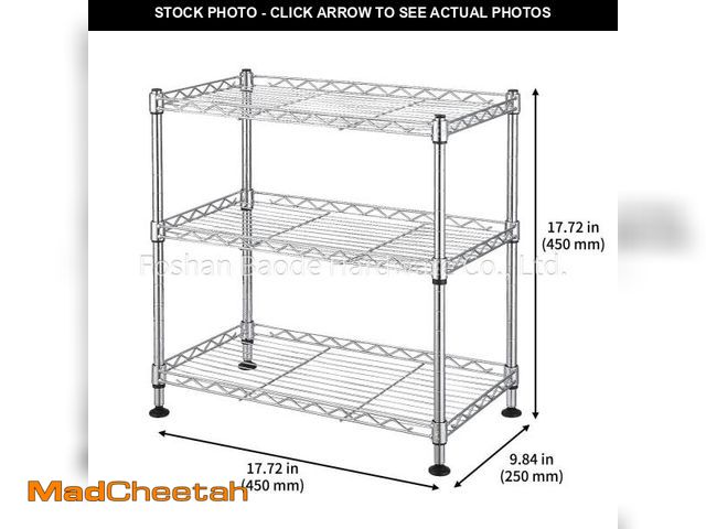 Lot 74-12491374 - BestOffice 3 Tier Wire Shelving Unit Chrome - UNUSED